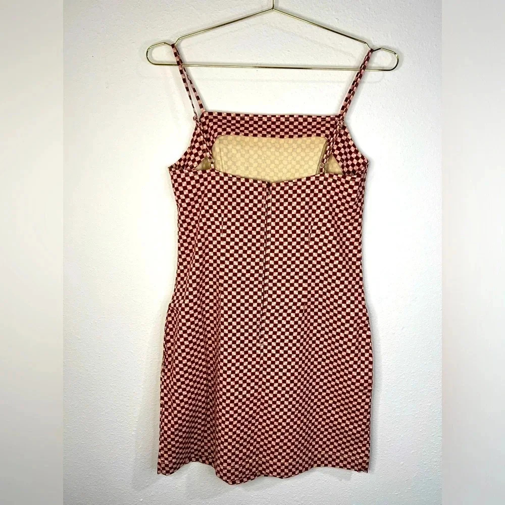 levis dress women small Y2K Streetwear Checkered Print Strappy Dress Size Medium - Picture 6 of 7